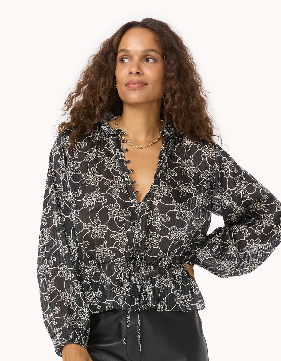 Unsubscribed Silk Jacquard Peplum Blouse – unsubscribed