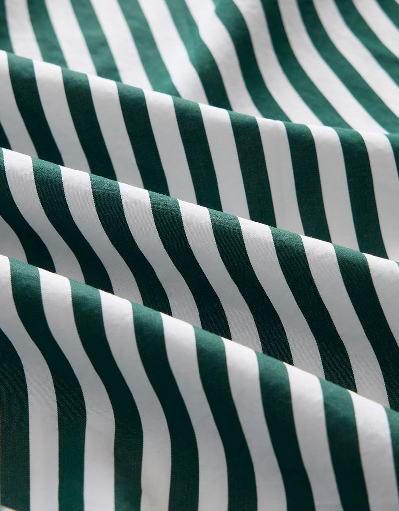 Close-up of green and white striped fabric