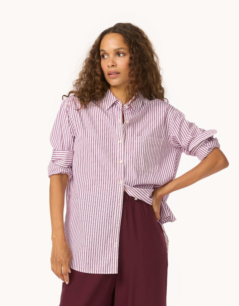 Unsubscribed Thomas Mason™ Poplin Striped Boyfriend Shirt