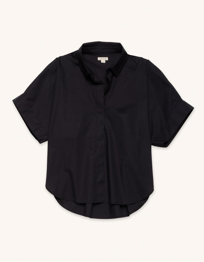 unsubscribed poplin short sleeve button down shirt
