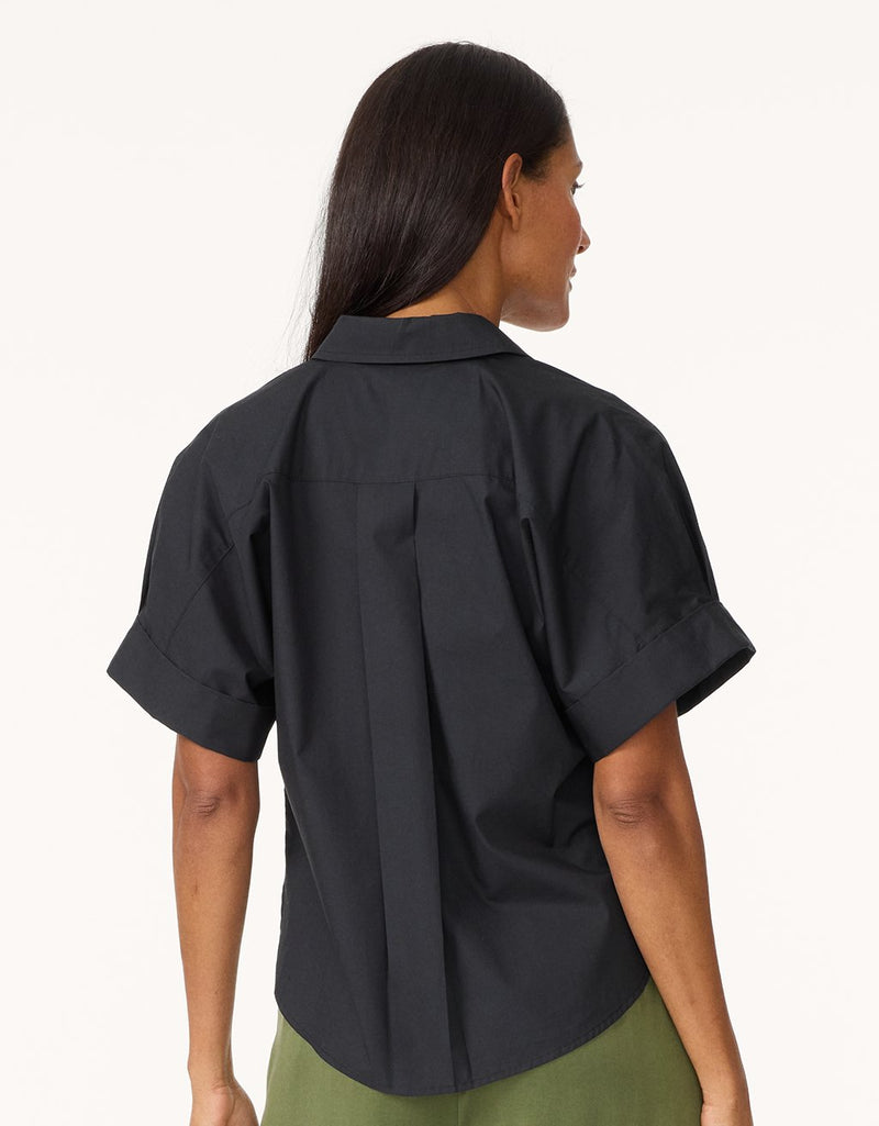 unsubscribed poplin short sleeve button down shirt