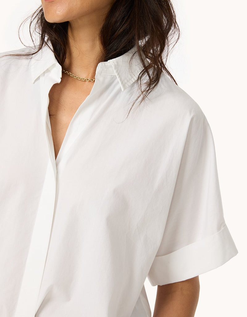 unsubscribed poplin short sleeve button down shirt