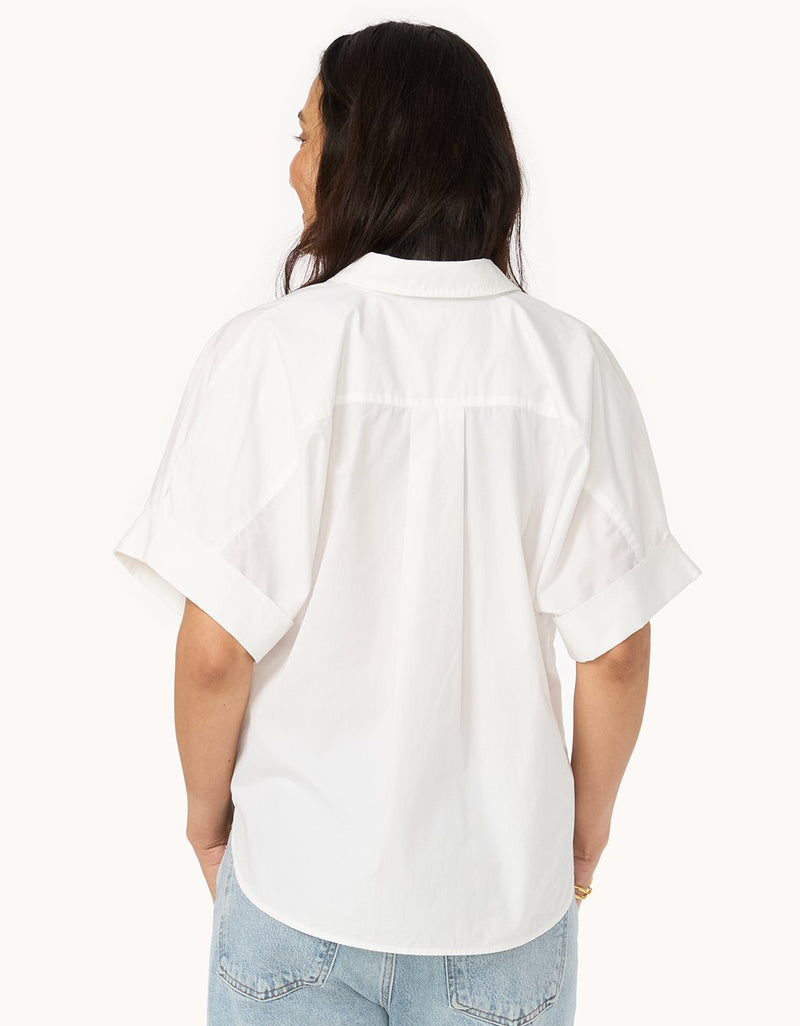 unsubscribed poplin short sleeve button down shirt