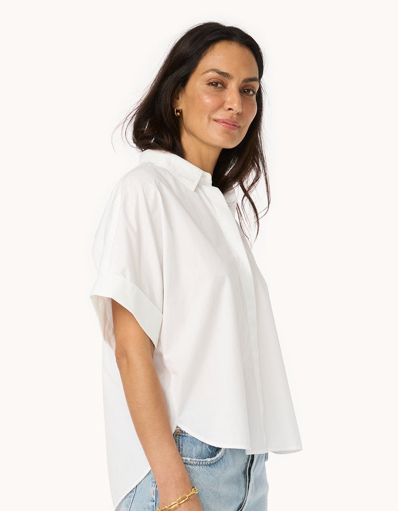 unsubscribed poplin short sleeve button down shirt
