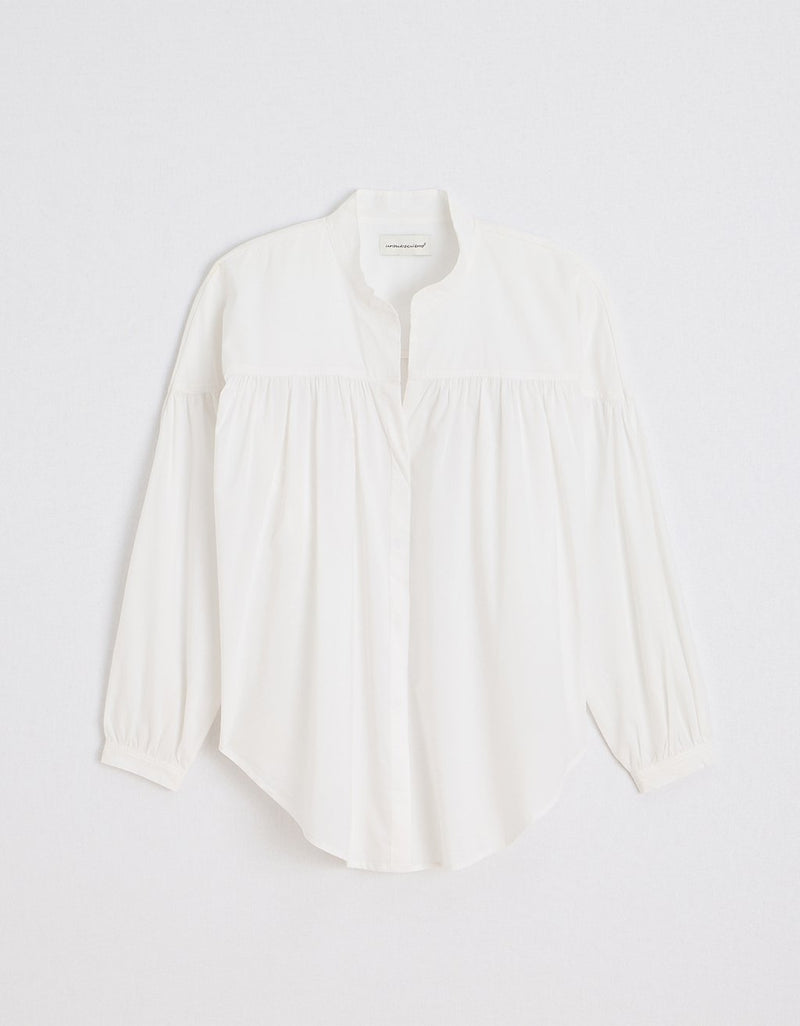 Unsubscribed Shirred Button-Down Shirt