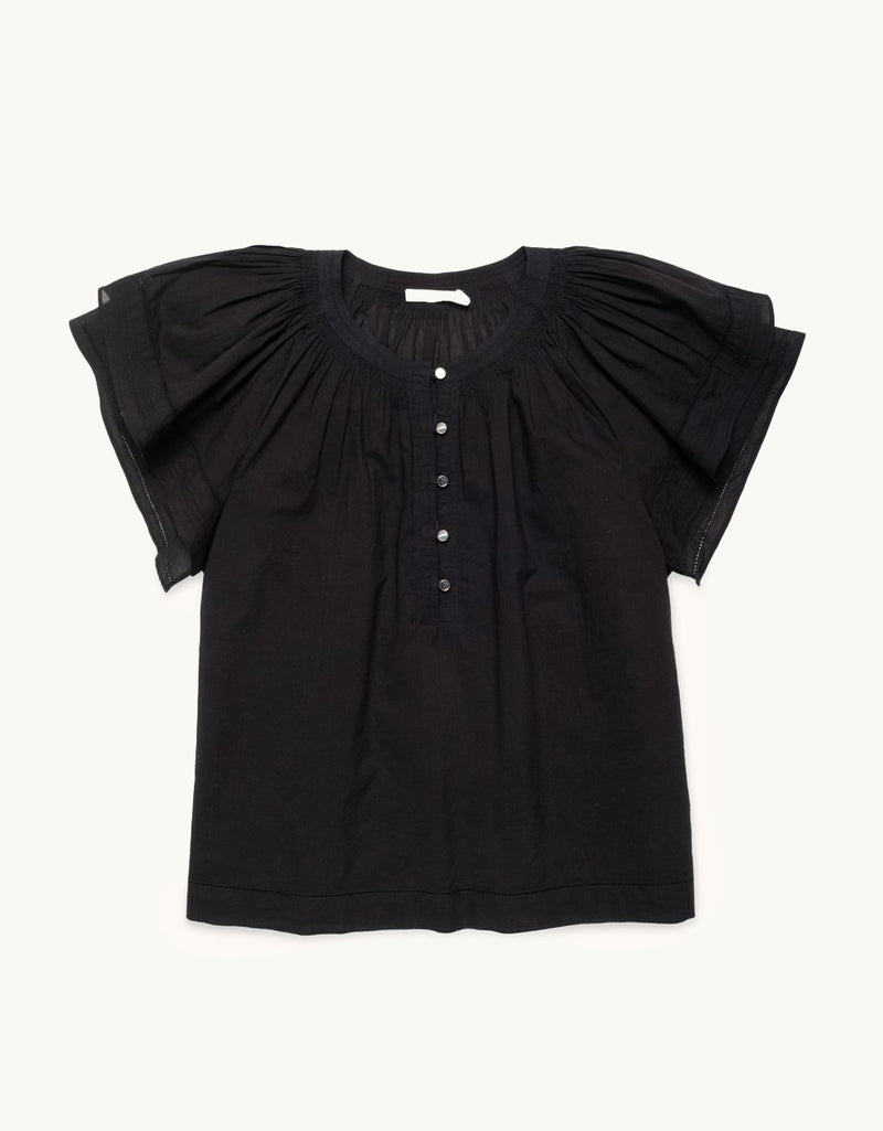 unsubscribed cotton voile flutter sleeve blouse