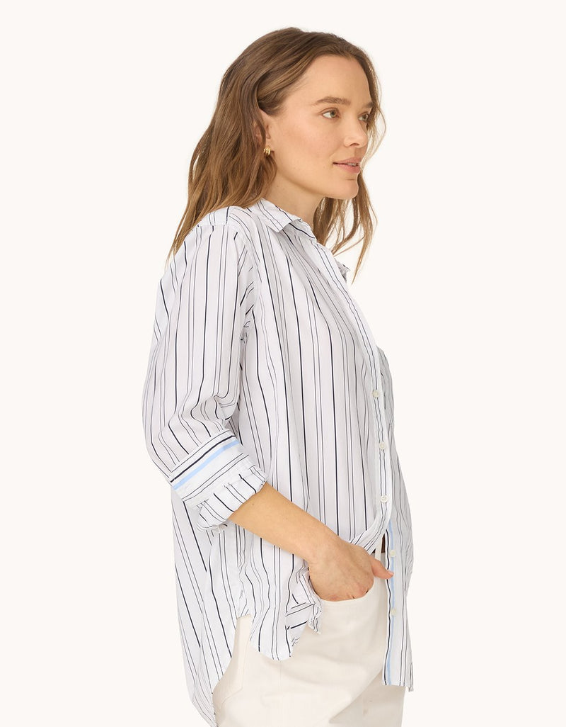unsubscribed selvage striped boyfriend shirt