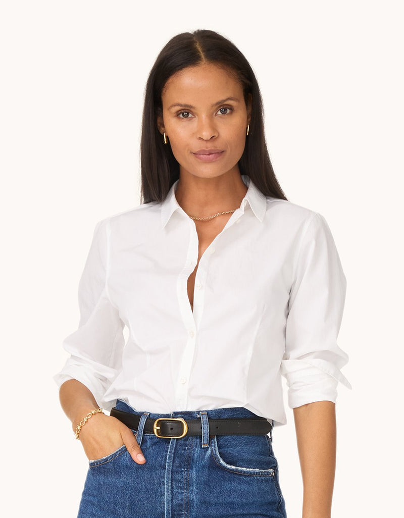 unsubscribed shrunken stretch poplin boyfriend shirt