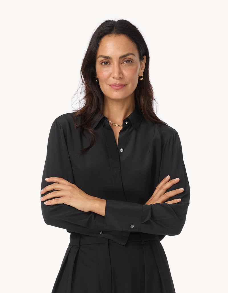 Unsubscribed Silk Crepe De Chine Button Down Shirt