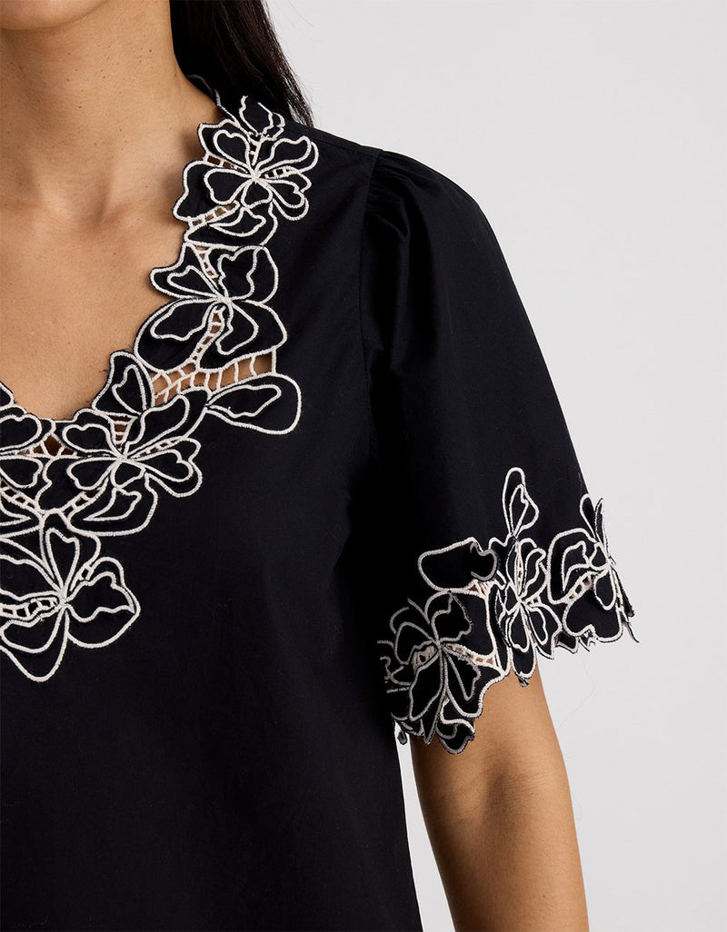 Unsubscribed 3D-Embroidered Poplin Top