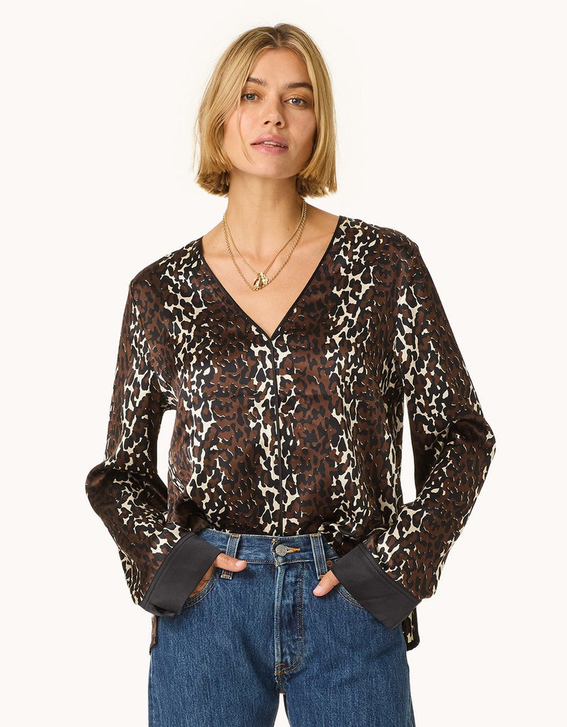 Unsubscribed Silk Leopard Blouse