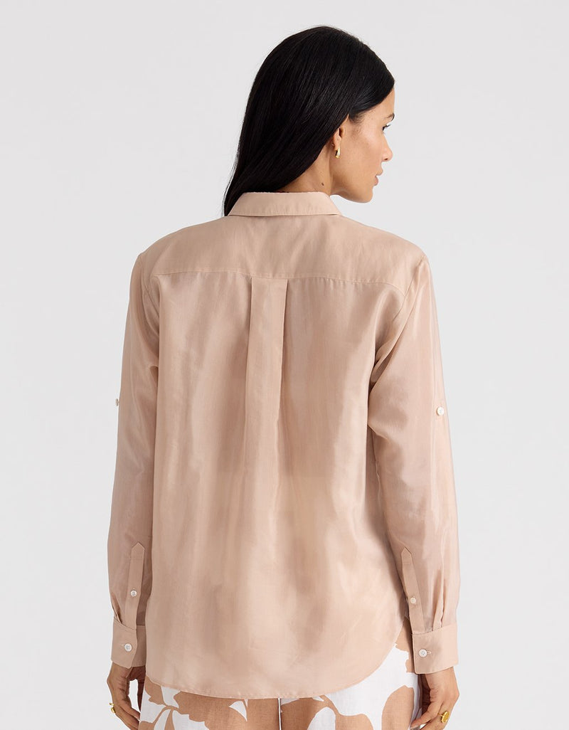 Unsubscribed Boyfriend Camp Shirt in Voile