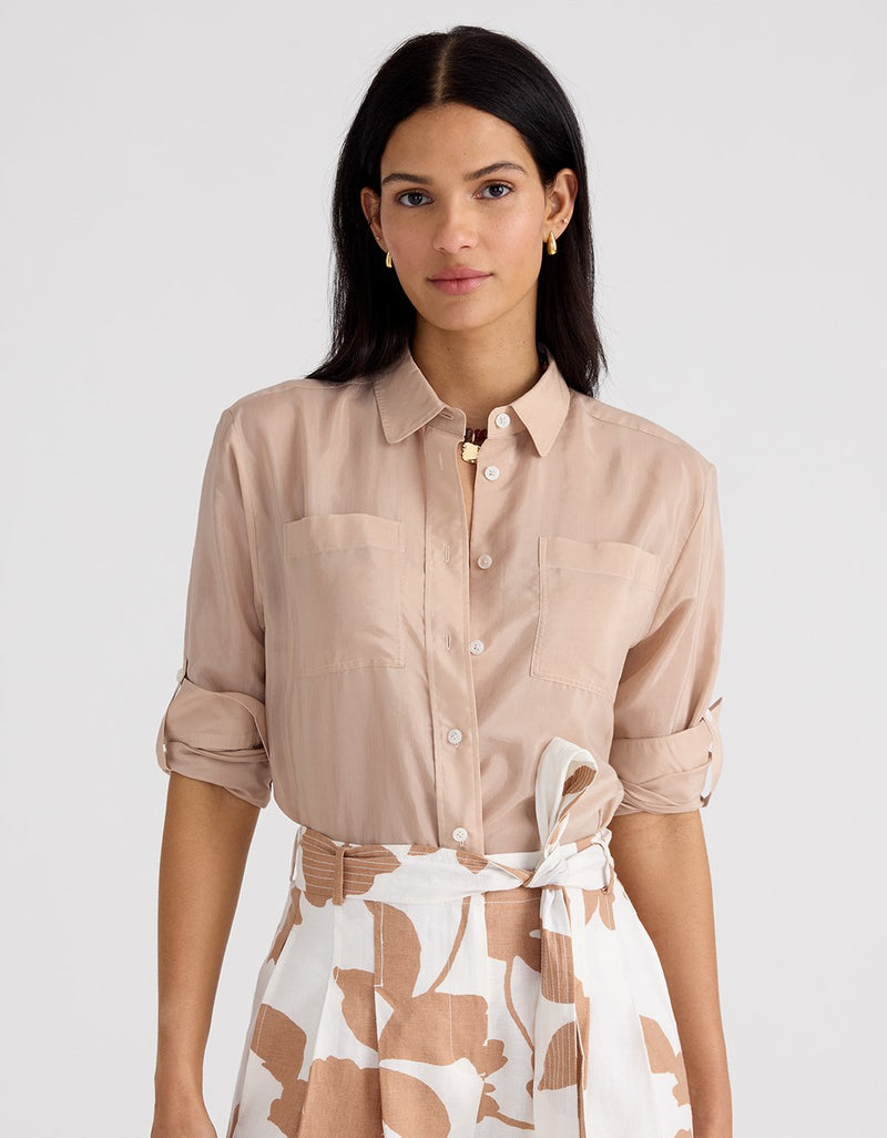 Unsubscribed Boyfriend Camp Shirt in Voile