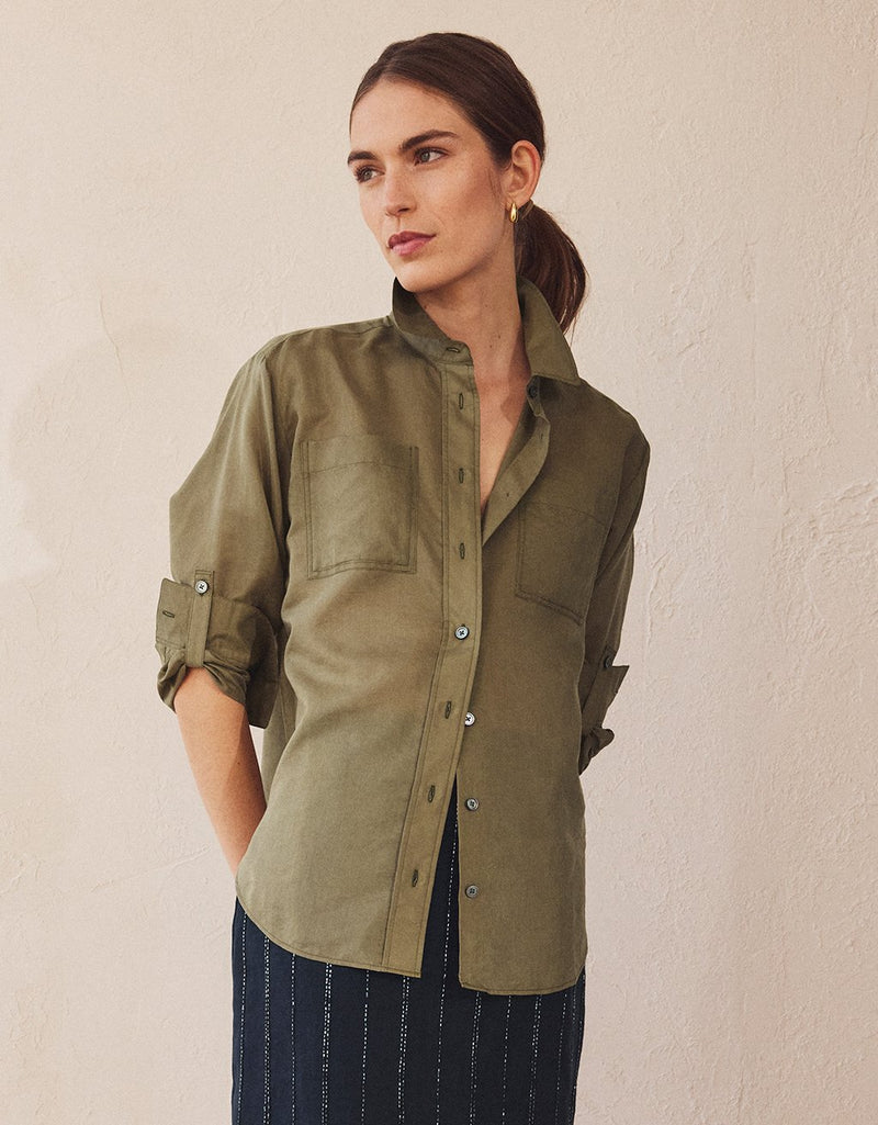 Unsubscribed Boyfriend Camp Shirt in Voile