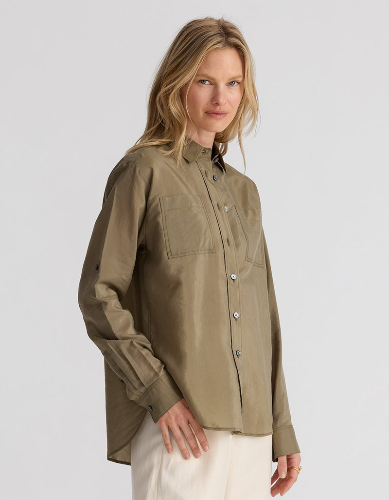 Unsubscribed Boyfriend Camp Shirt in Voile