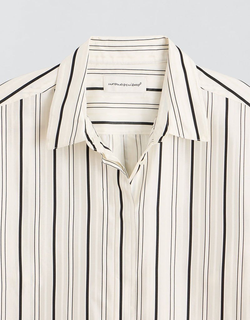 Unsubscribed Classic Boyfriend Shirt in Silk Stripe