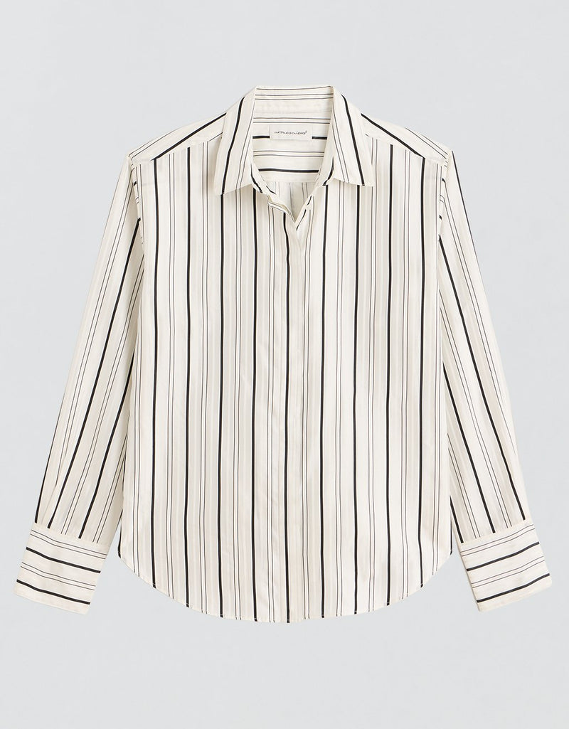 Unsubscribed Classic Boyfriend Shirt in Silk Stripe