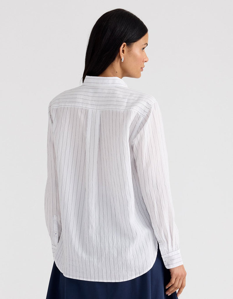 Unsubscribed Classic Boyfriend Shirt in Dobby Stripe