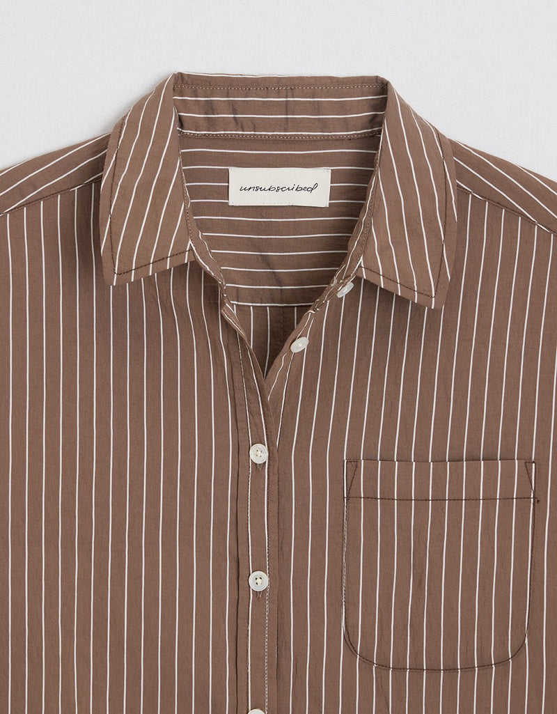 Unsubscribed Classic Boyfriend Shirt in Dobby Stripe