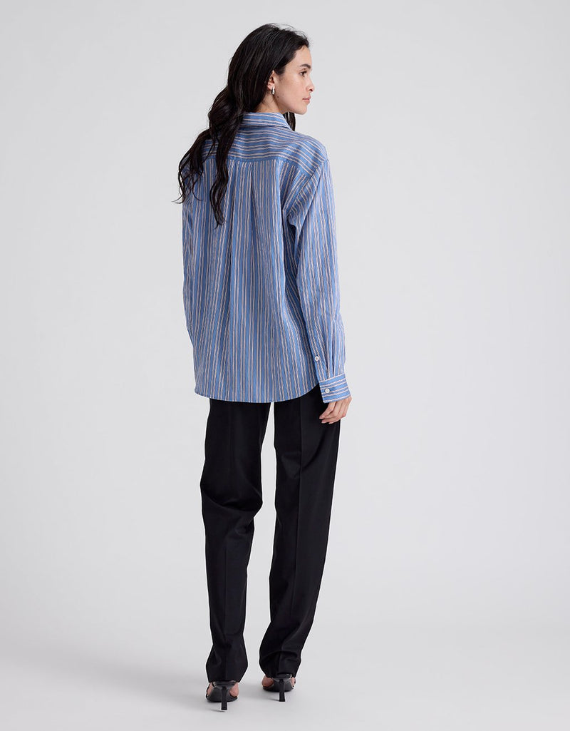 Unsubscribed Classic Boyfriend Shirt in Dobby Stripe