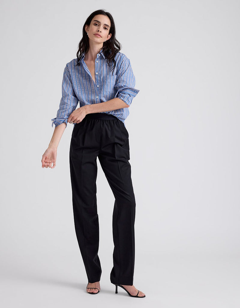 Unsubscribed Classic Boyfriend Shirt in Dobby Stripe