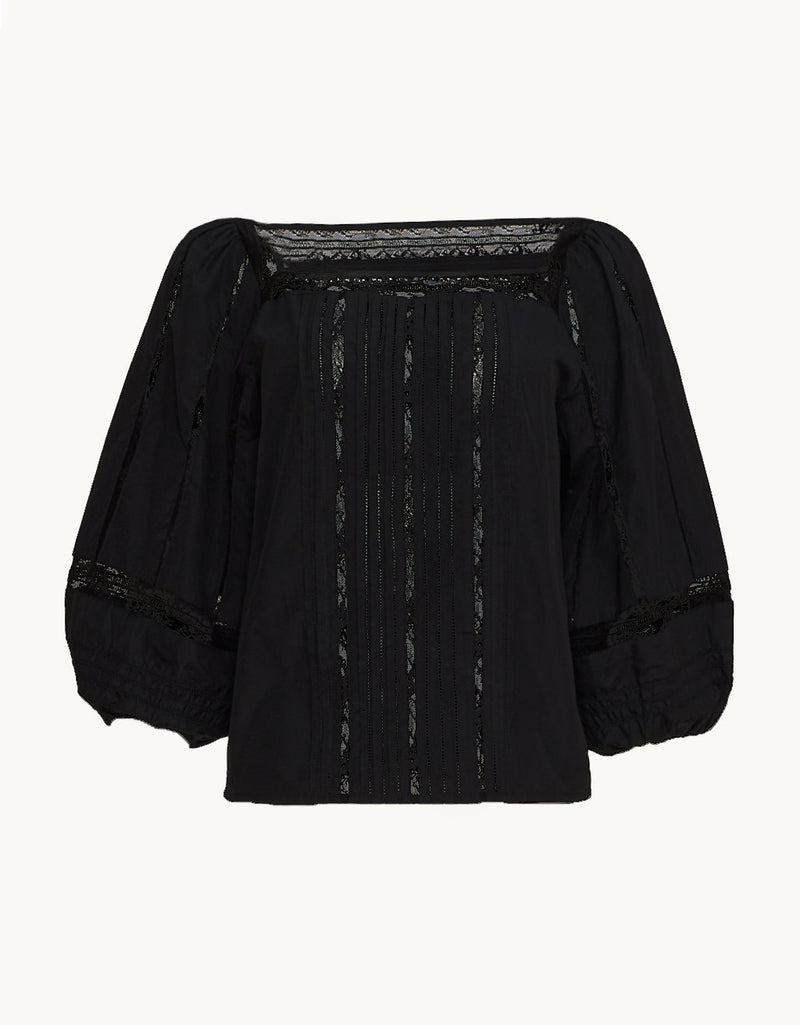 Unsubscribed Lace Poplin Pintuck Top