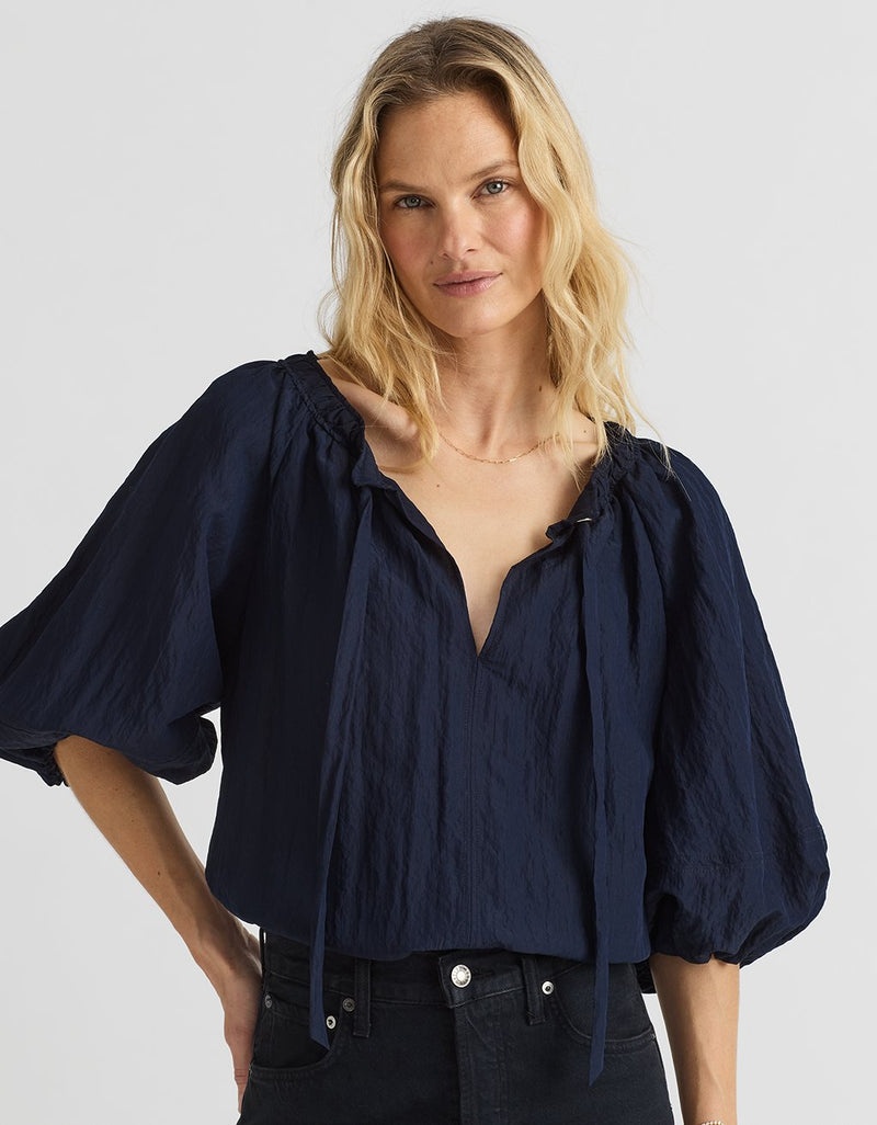 Unsubscribed Shirred Puff Sleeve Top