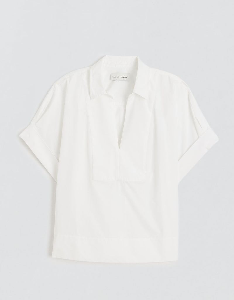 Unsubscribed V-neck Popover Shirt in Thomas Mason® Poplin