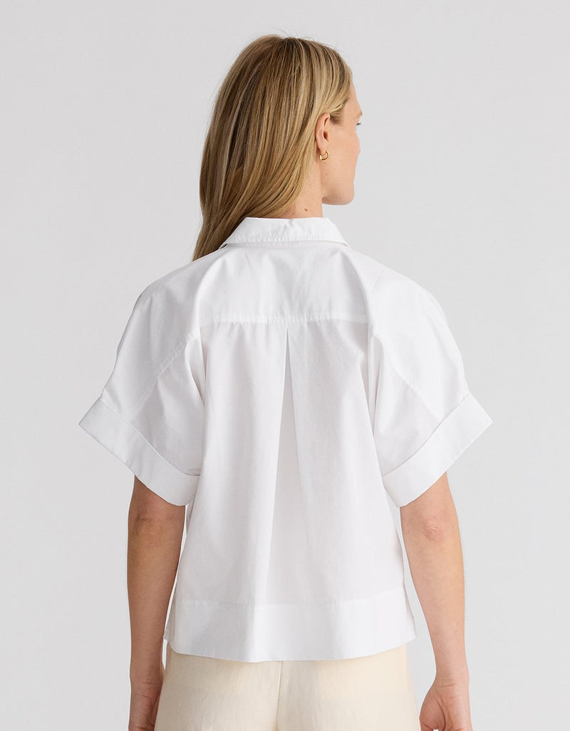 Unsubscribed V-neck Popover Shirt in Thomas Mason® Poplin