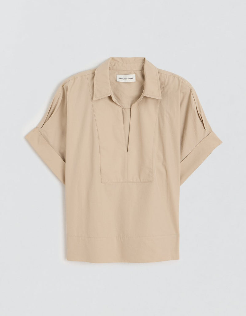 Unsubscribed V-neck Popover Shirt in Thomas Mason® Poplin