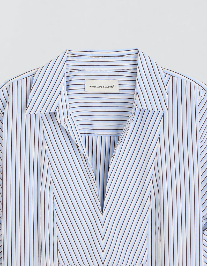Unsubscribed V-neck Popover Shirt in Thomas Mason® Stripe