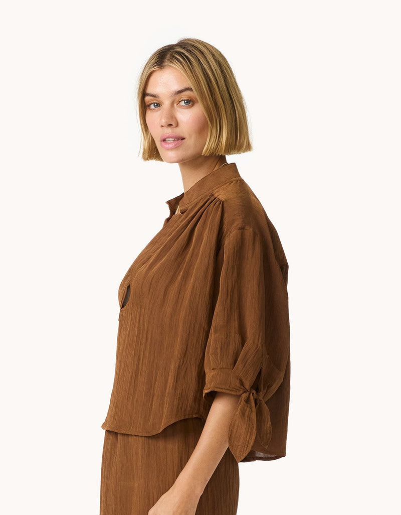 Unsubscribed Crinkle Popover Shirt