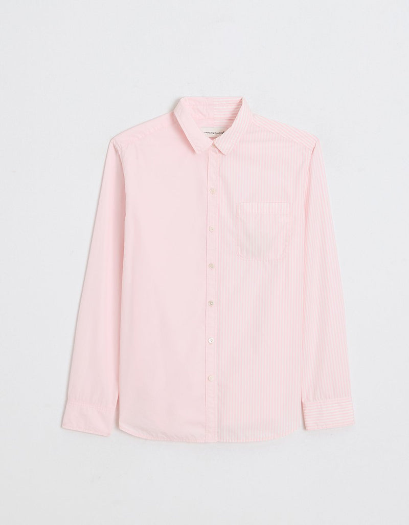 Light pink colorblock boyfriend shirt on a light gray background