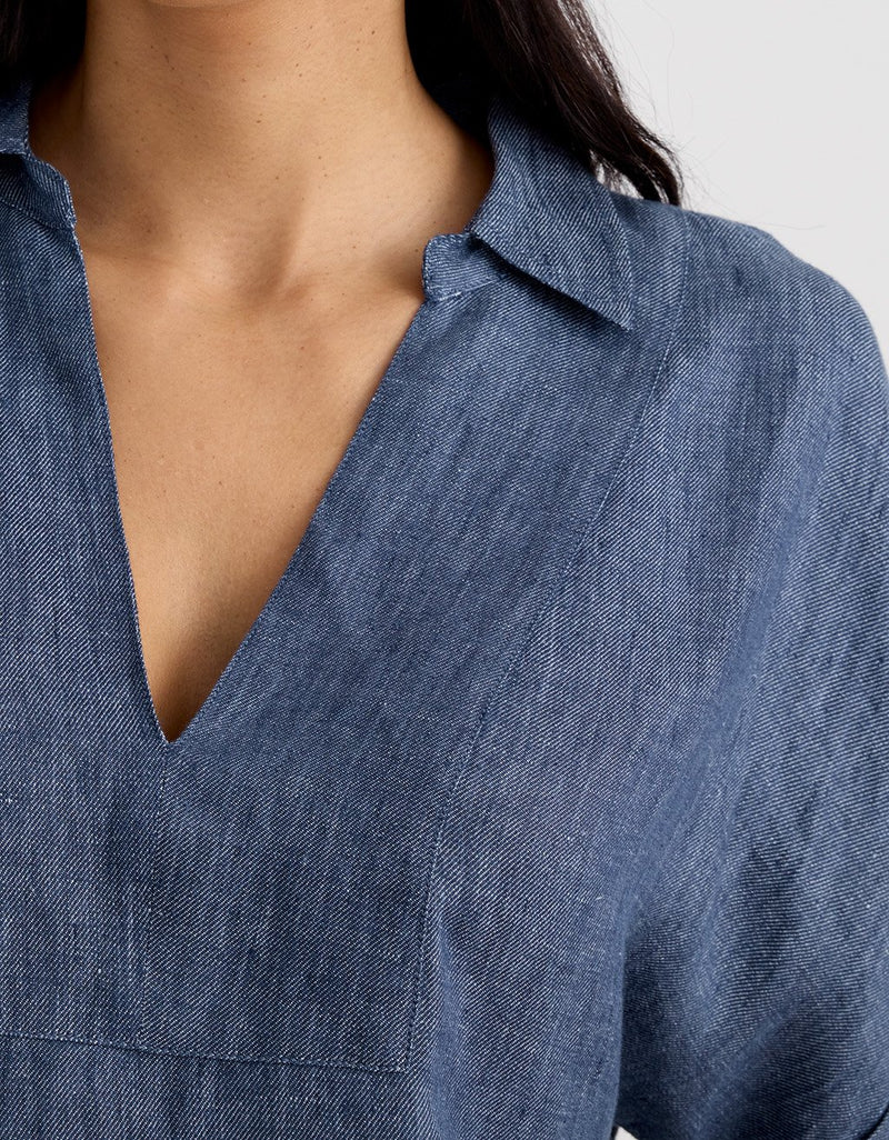 Unsubscribed V-neck Popover Shirt in Hemp