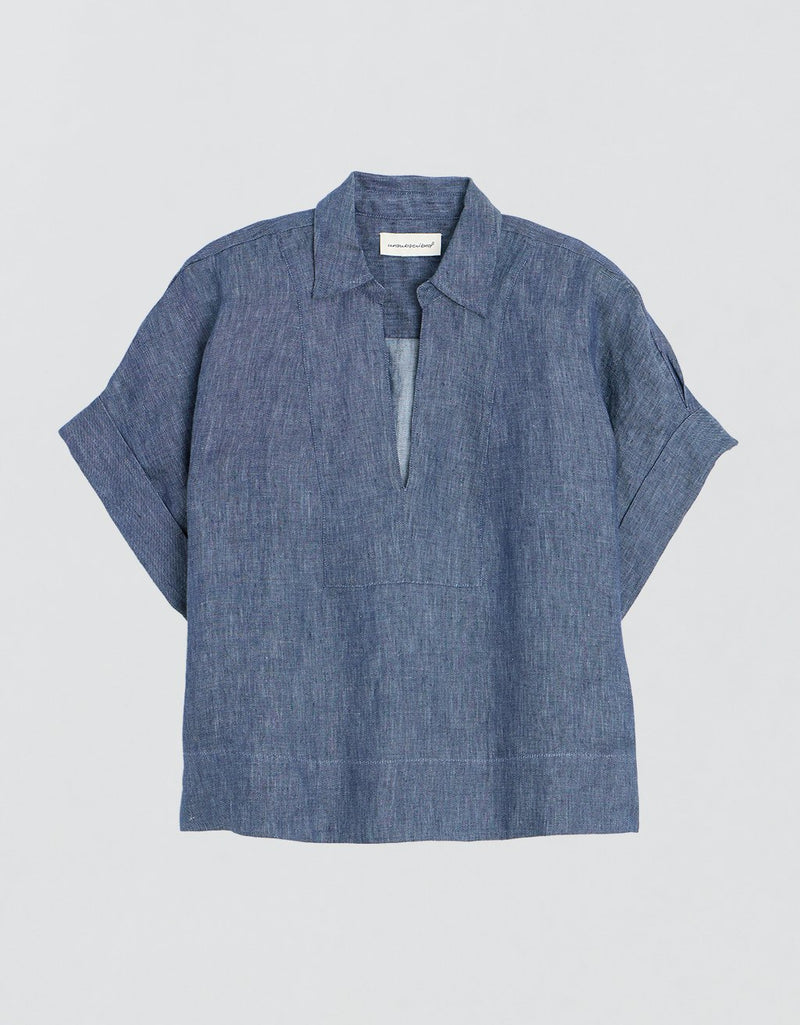 Unsubscribed V-neck Popover Shirt in Hemp
