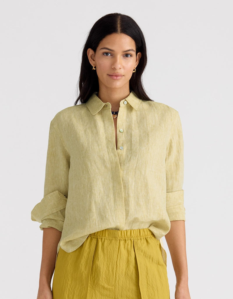 Unsubscribed Classic Boyfriend Shirt in Linen