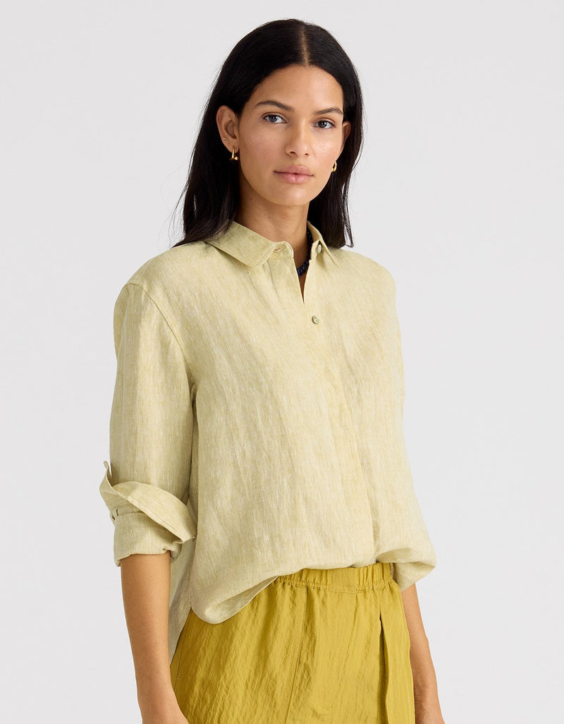 Unsubscribed Classic Boyfriend Shirt in Linen