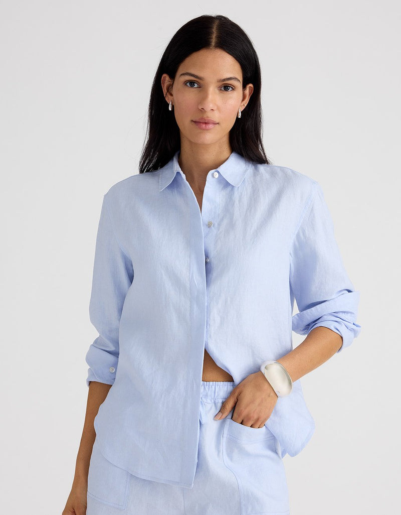 Unsubscribed Classic Boyfriend Shirt in Linen