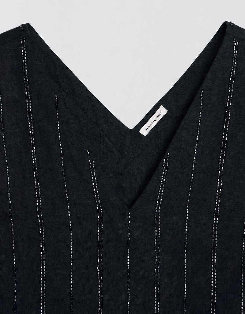 Unsubscribed Beaded Linen Top