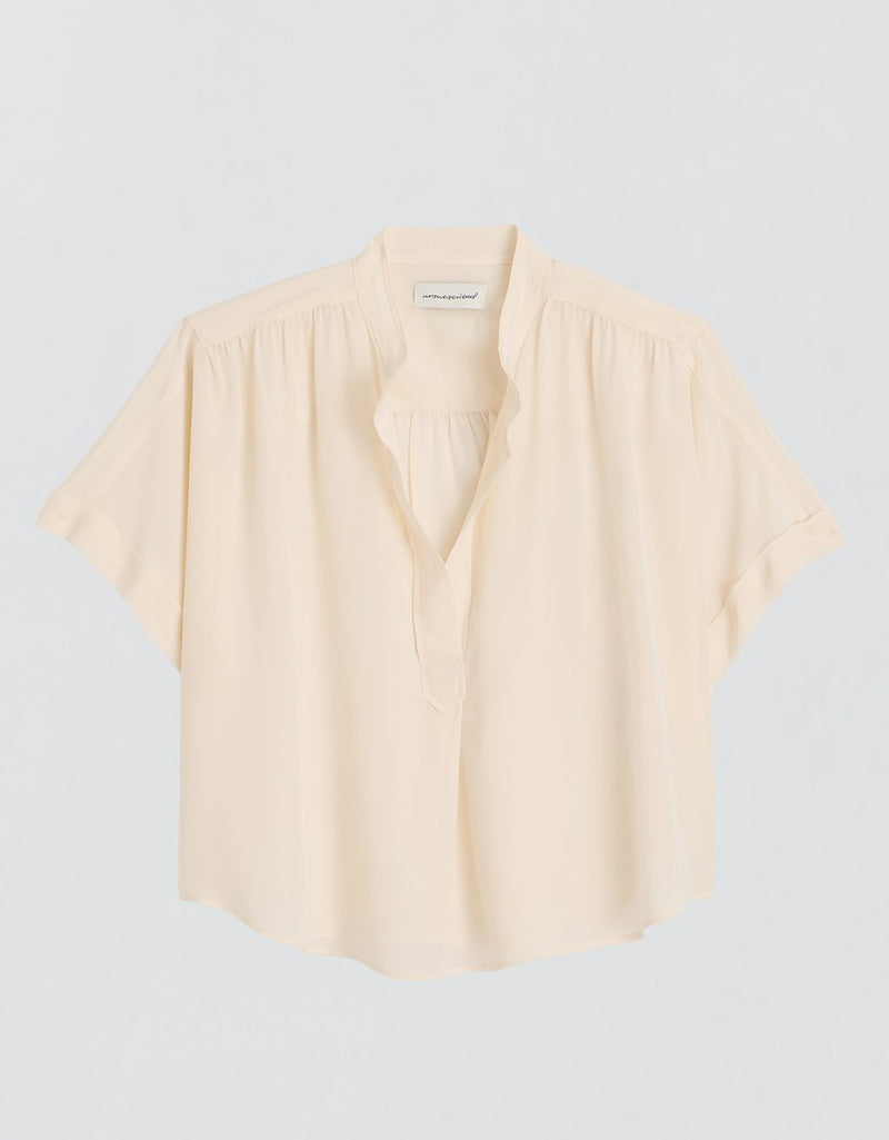 Unsubscribed Placket Popover Shirt in Silk