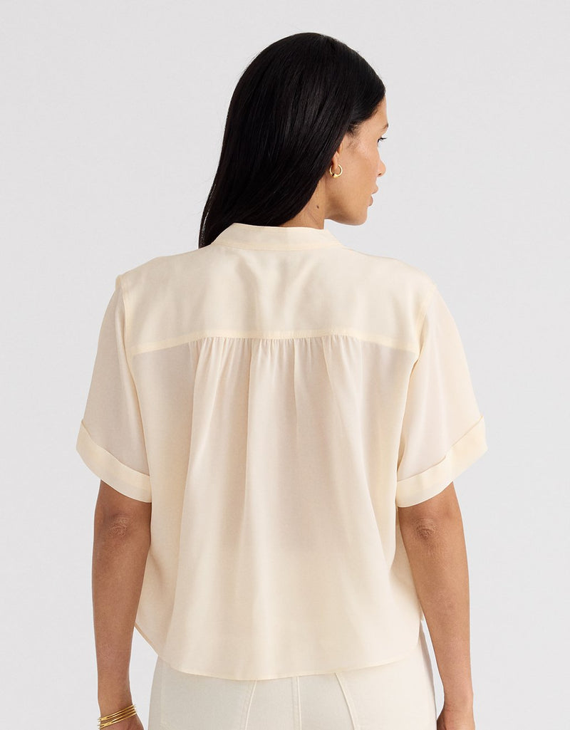 Unsubscribed Placket Popover Shirt in Silk