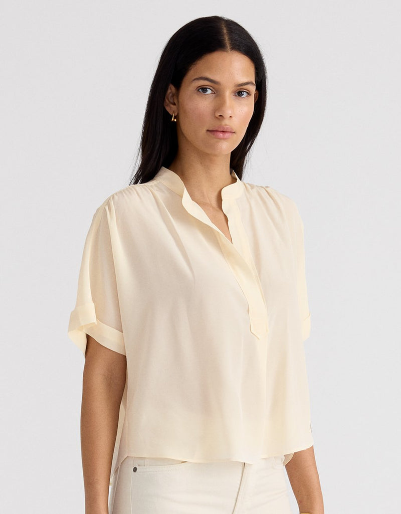 Unsubscribed Placket Popover Shirt in Silk