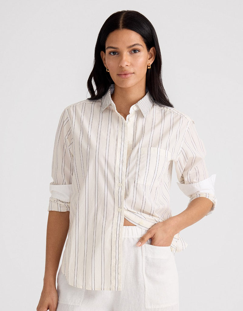 Unsubscribed Classic Boyfriend Shirt in Thomas Mason™ Gelato Stripe