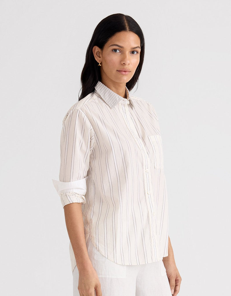 Unsubscribed Classic Boyfriend Shirt in Thomas Mason™ Gelato Stripe