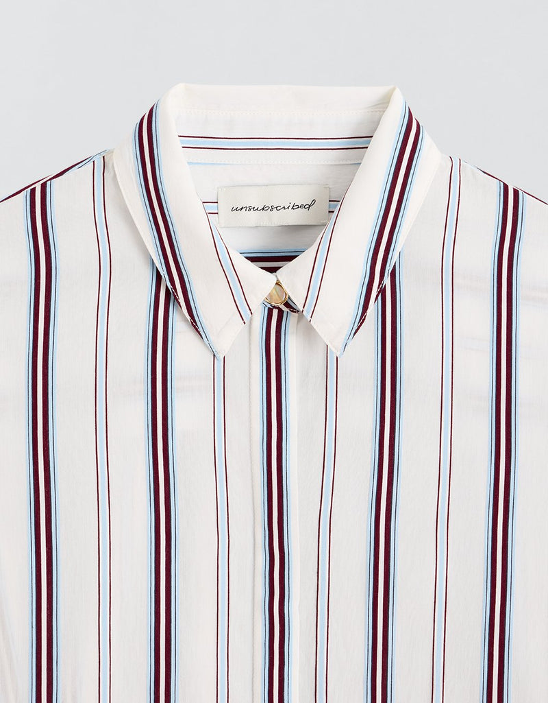 Unsubscribed Mini Boyfriend Shirt in Blue/Burgundy Stripe