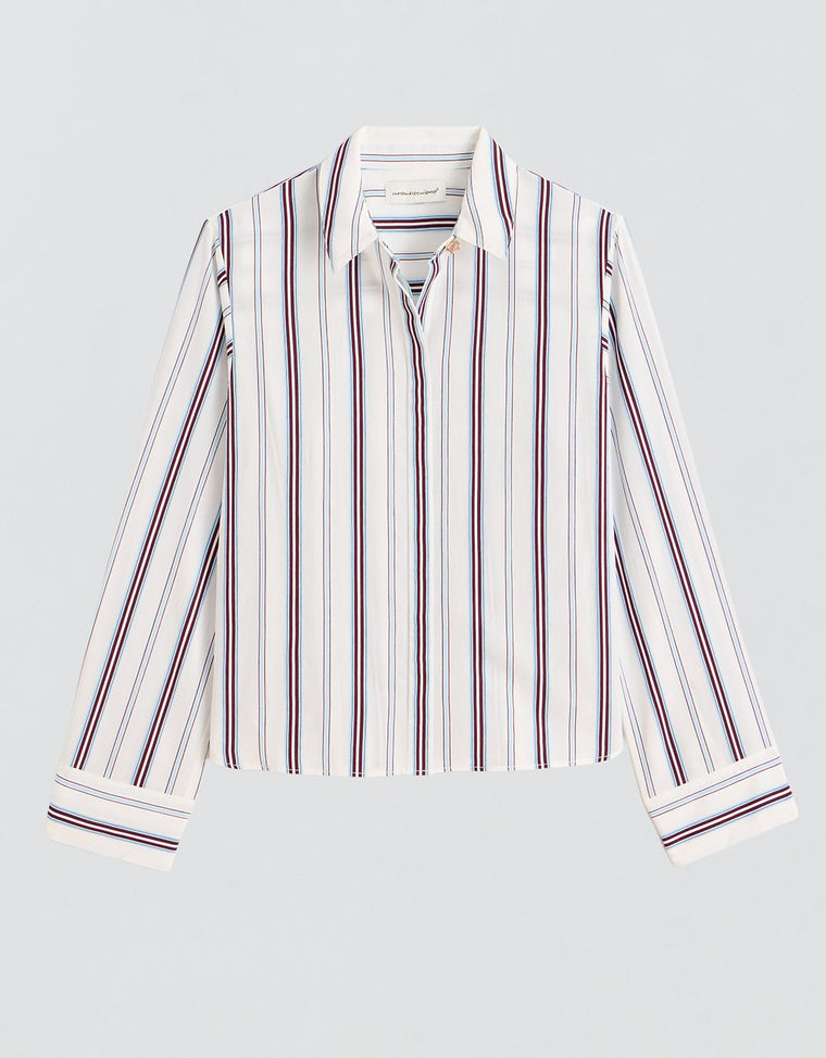 Unsubscribed Mini Boyfriend Shirt in Blue/Burgundy Stripe