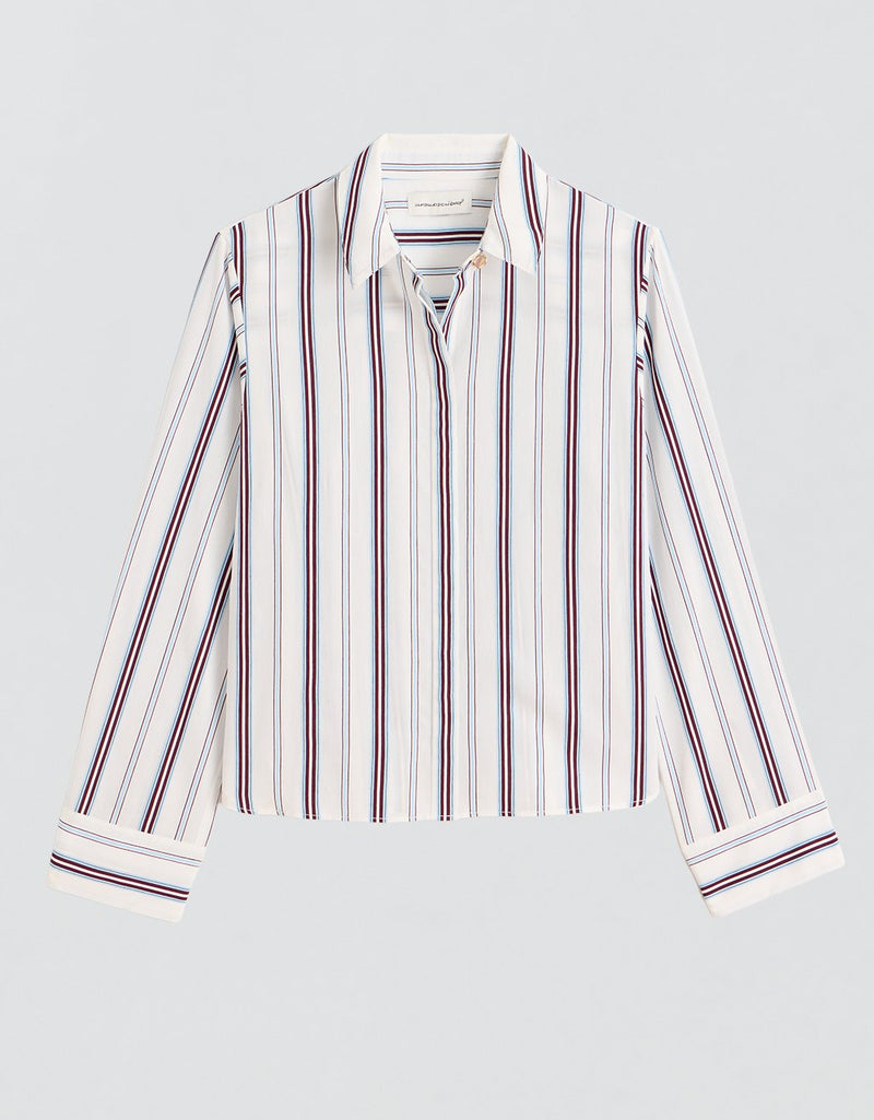 Unsubscribed Mini Boyfriend Shirt in Blue/Burgundy Stripe