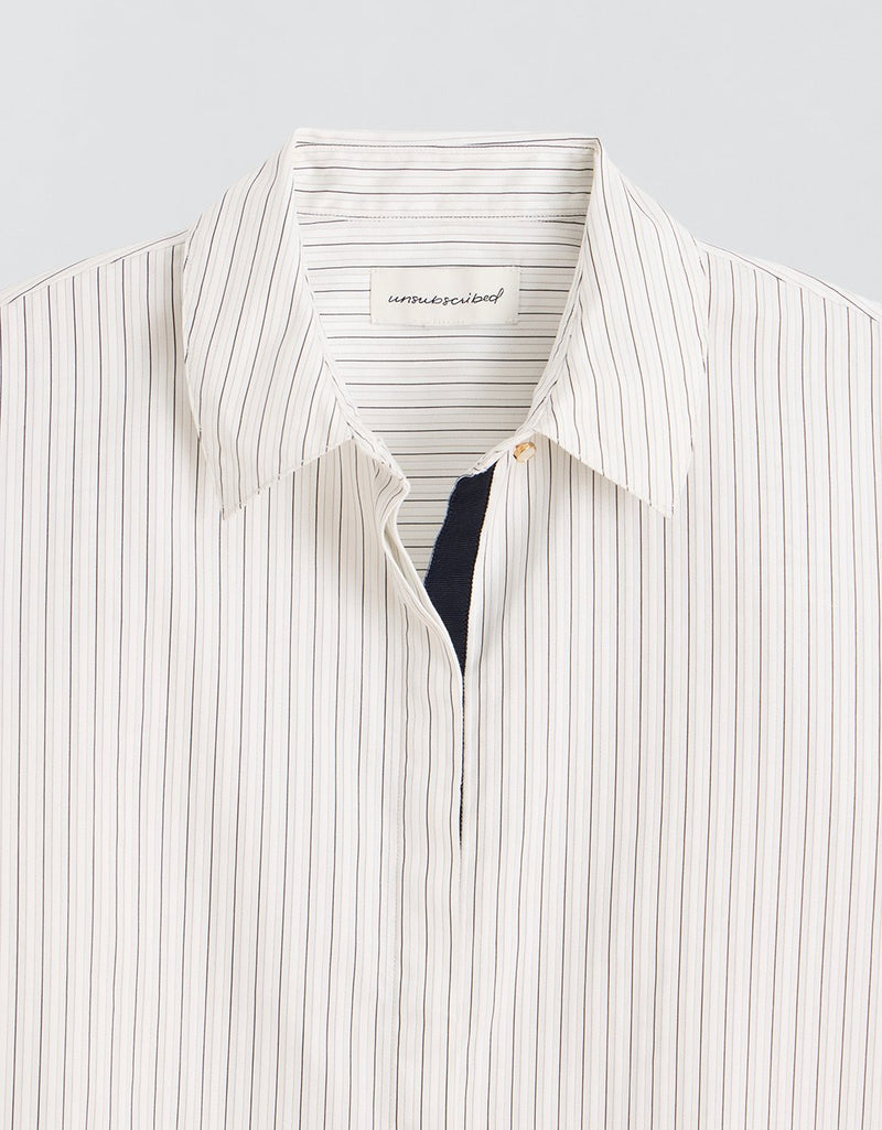 Unsubscribed Mini Boyfriend Shirt in Thomas Mason® Jacquard Stripe
