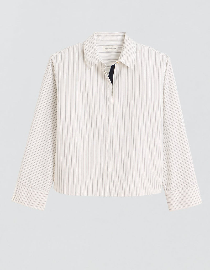 Unsubscribed Mini Boyfriend Shirt in Thomas Mason® Jacquard Stripe