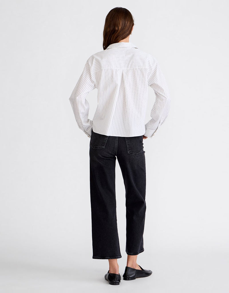 Unsubscribed Mini Boyfriend Shirt in Thomas Mason® Jacquard Stripe